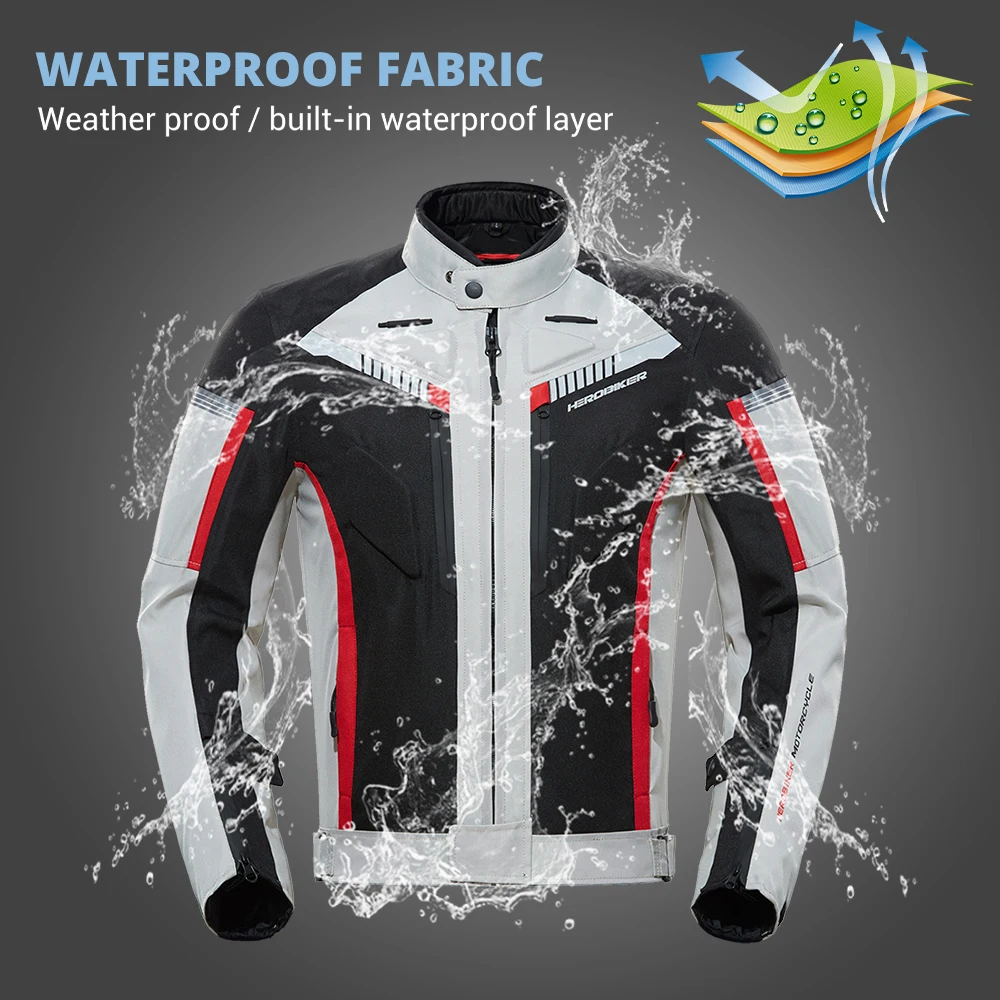 Waterproof Motorcycle Jacket Pants Men Riding Racing Moto Jacket Windproof Motocross Jacket Anti-fall Protective Gear