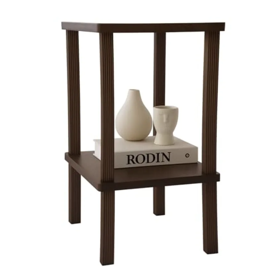 

Прикроватная тумбочка с рифлеными ножками и отделкой из натурального дерева для спальни, гостиной, подставка для растений, узкая, для использования в помещении