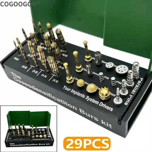 Kit de fresas de osseodsificación Dental, 29 Uds., sistema de implante de alveolotomía Dental, taladros, kit de corte óseo de expansión de cresta