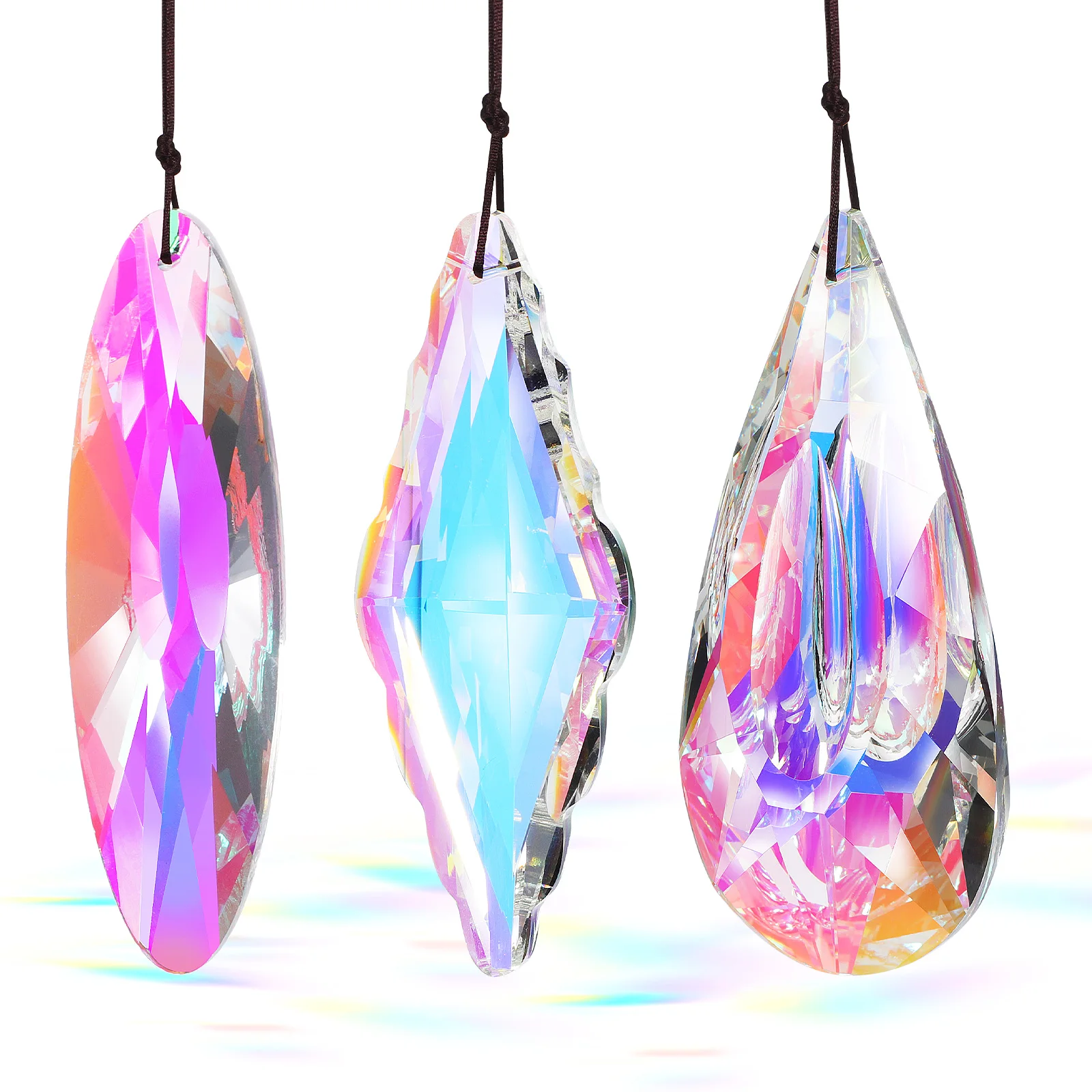 

3pcs Sun Catcher Pendant AB Crystal Colorful Window Hanging Home Car Decoration Prism Ornaments Stunning Visual Effect