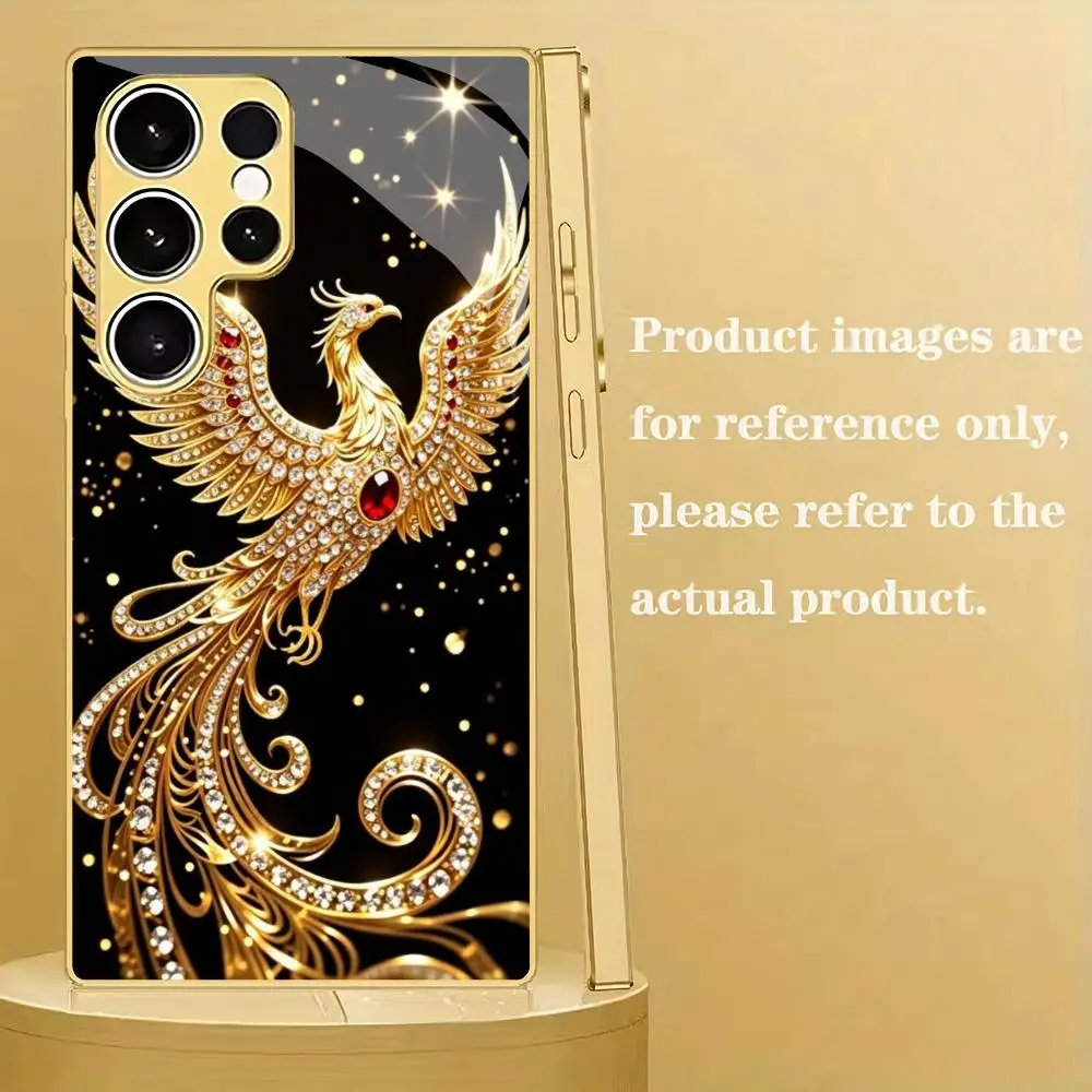 Noble Phoenix electroplated glass phone case suitable for Samsung Galaxy S26 S25 S24 S23 S22 S20 FE/Ultra/Plus shockproof