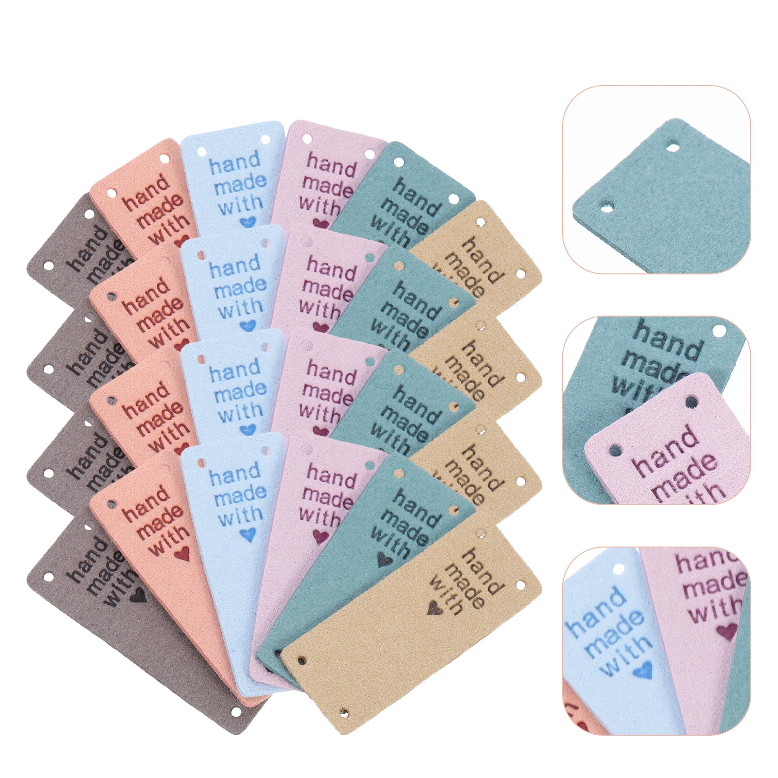 

30Pcs Colorful Labels Smooth Finish DIY Clothing Tags Sew on Embossed Microfiber Label for Hats Bags Shoes Crochet Label