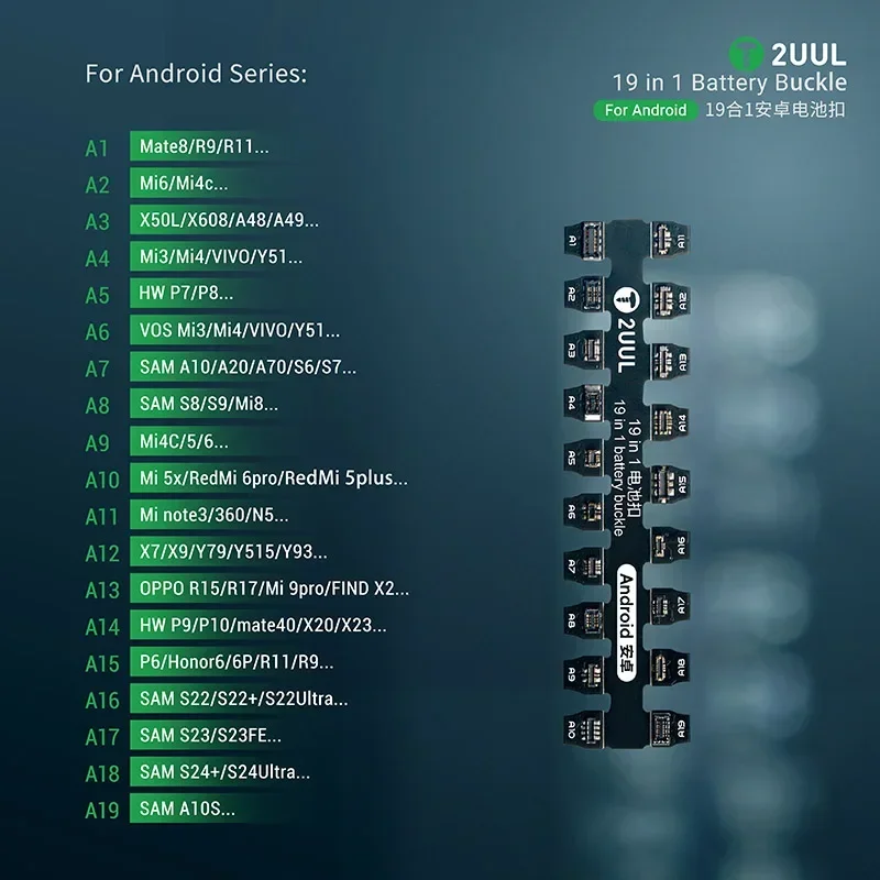 

2UUL Разъем аккумулятора Power Boot Адаптер аккумулятора для iPhone 6-16PM SAM HUAWEI OPPO Mi Активационная линия Зажимы Пряжки PW06 BT03