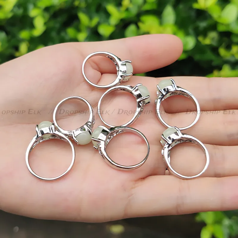 يتوهج في الظلام خواتم الفلورسنت مضيئة حجر فضي اللون البنصر للنساء الرجال مجوهرات خاتم الزواج anillos mujer