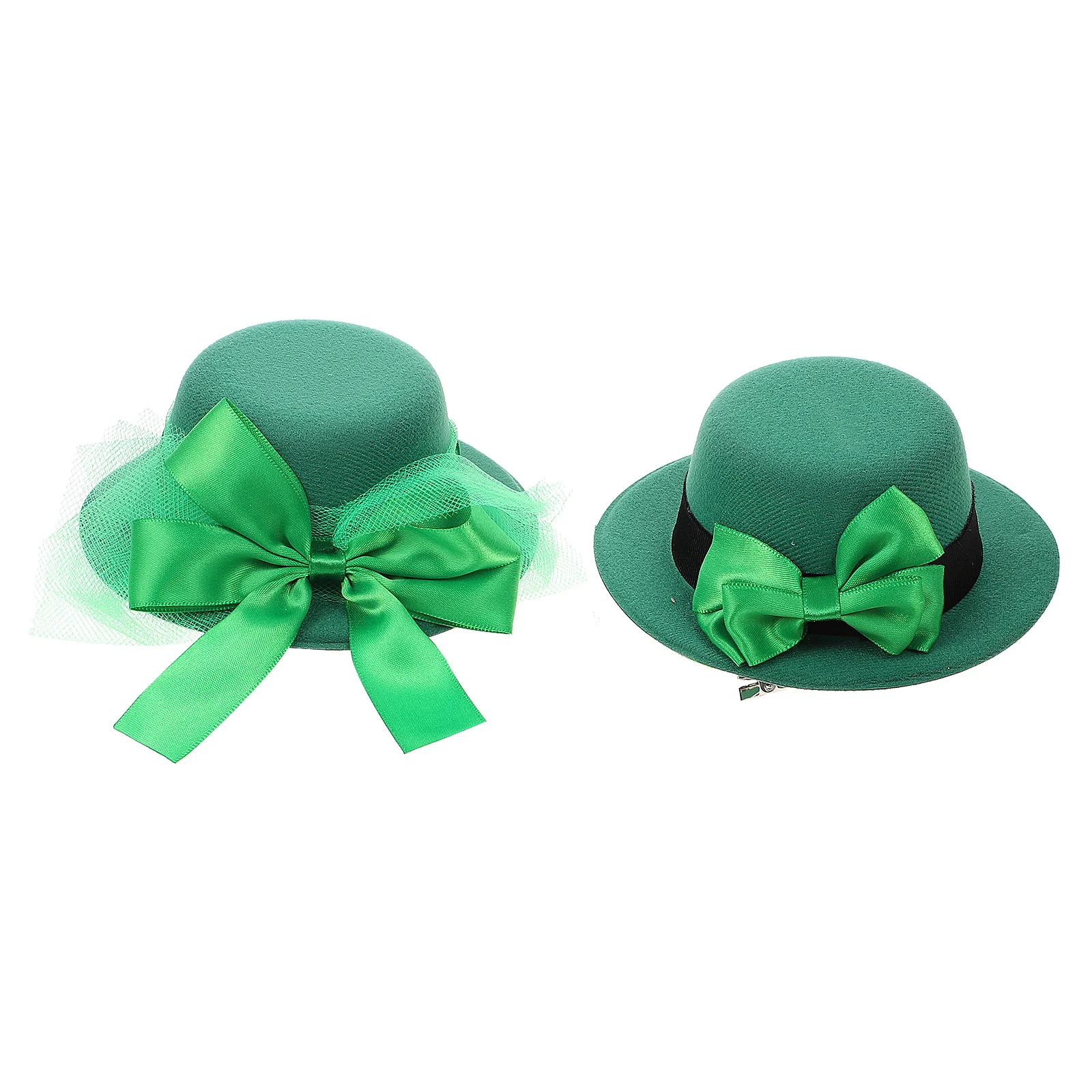 

2Pcs Festive Hair Clip St. Patrick's Day Style Elegant Small Hat Headwear with Metal Alligator Clip for Secure Hold Party Use