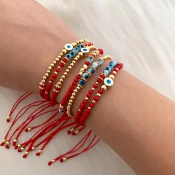 Turkish Evil Eye Bracelet New In Jewelry Red String Lucky Ojo Turco Crystal Beaded Pulseras Gold Plated Bracelet Wholesale