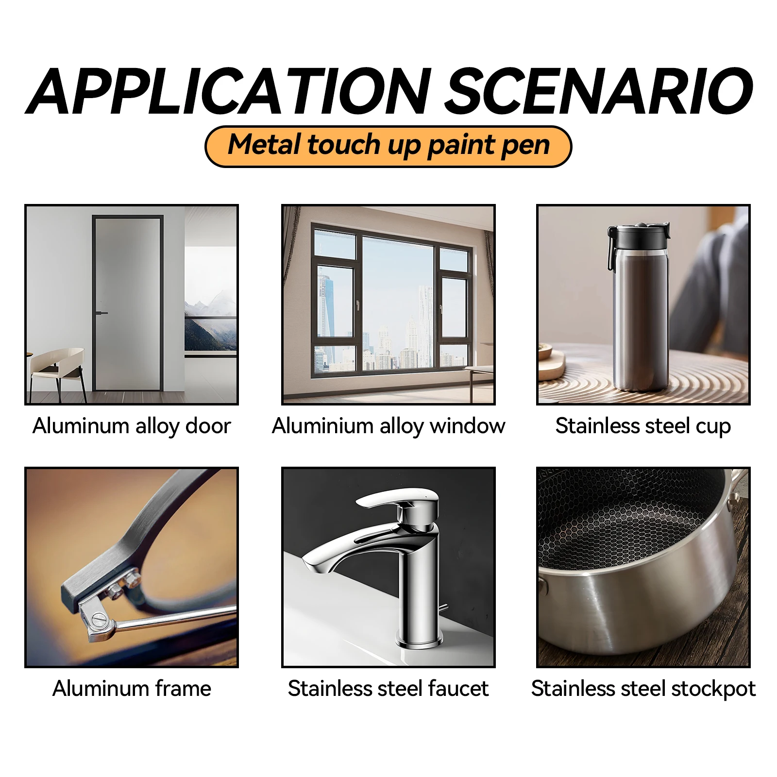 قلم إصلاح المعادن قلم طلاء سبائك الألومنيوم الأبواب والنوافذ أبواب الأمن سيارة الفولاذ المقاوم للصدأ إطار نظارات إصلاح الخدوش #6