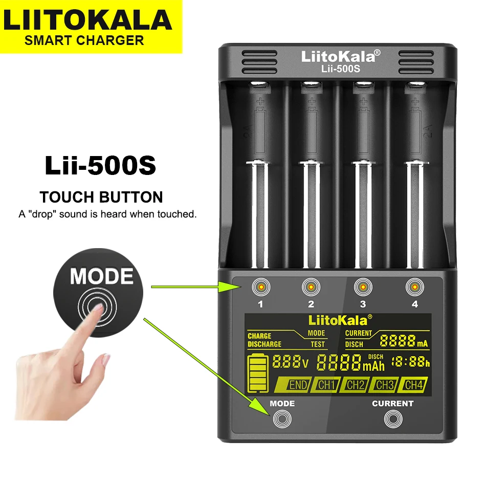 Liitokala Lii-500S LCD 3.7V 18650 18350 18500 21700 26700 20700 14500 26650 1.2V AA AAA NiMH Lithium-Battery Charger