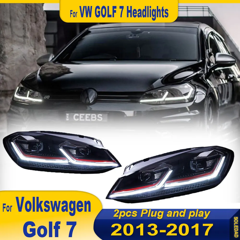 LED Headlight For VW Golf 7 MK7 2013 2014 2015 2016 2017 Car Headlamp LED DRL Xenon Lens Hid H7 Golf 7.5 R LINE Car Accessories