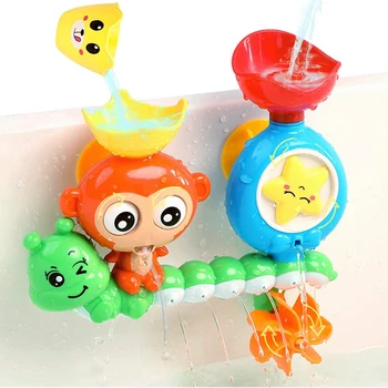 Babybad Speelgoed Waterspelletjes Kinderen Badkamer Aap Caterpilla Bad Douche Speelgoed Muur Sunction Cup Track Voor Kinderen Verjaardagscadeaus