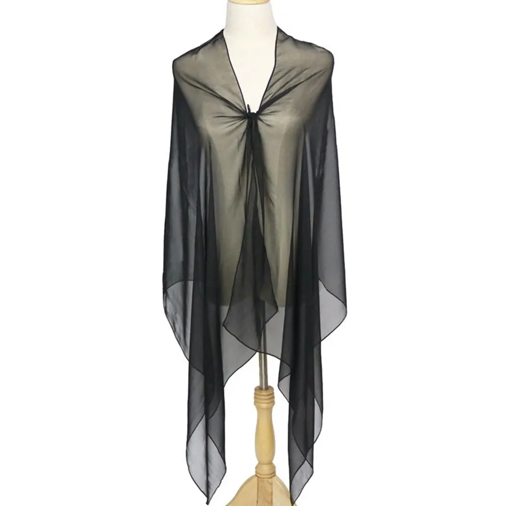 Bufanda de Color sólido, capa de baile con protección solar, chal negro de 160x50cm para mujer, bufanda doble, bufandas con protección solar para viajes familiares
