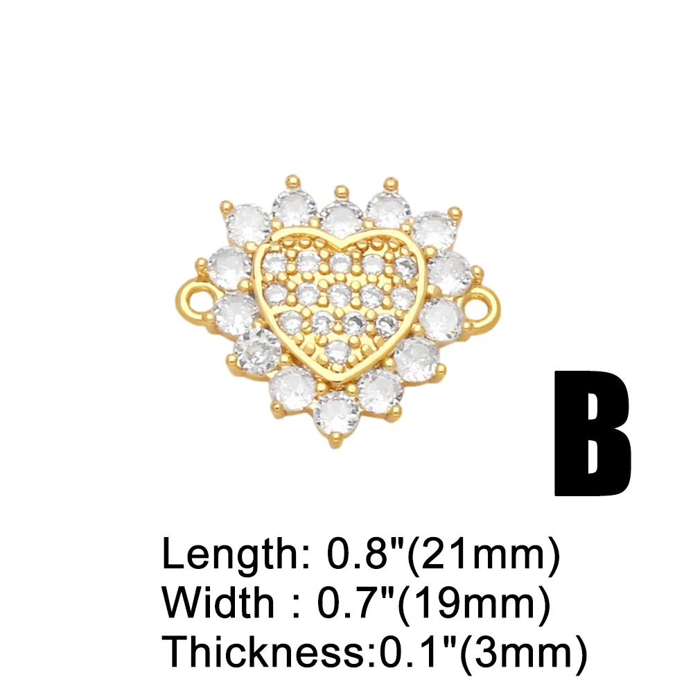 OCESRIO Trendy CZ Heart Charms for Bracelet Necklace Copper Gold Plated Tree of Life Jewelry Making Supplies Wholesale chma192