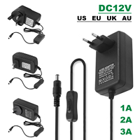 1A 2A 3A Power Adapter With ON OFF Switch AC100-240V 50/60Hz To DC12V Charger Converter Switching Power Supply EU US UK AU