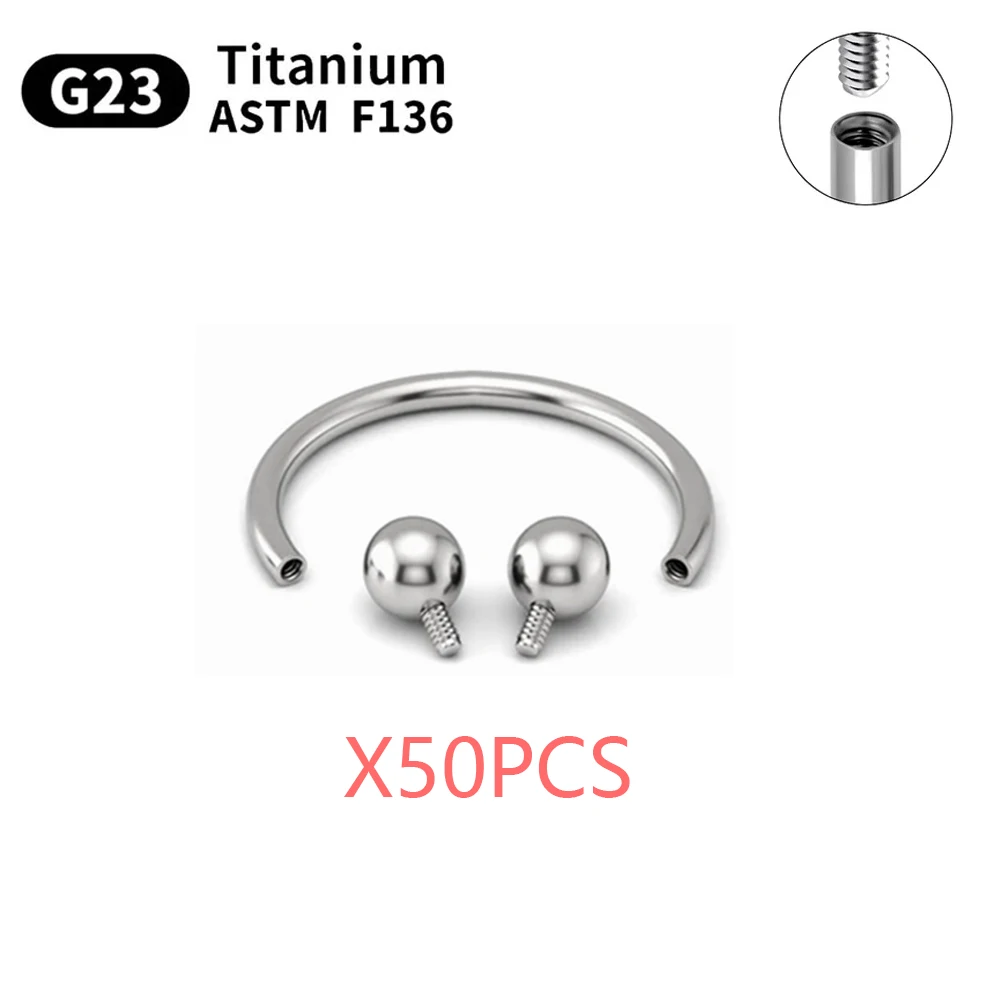 Wholesale 5/50PCS G23 Titanium Eyebrow Piercing Nose Ring Septum Helix Cartilage Piercing C rod Body Jewelry For Women