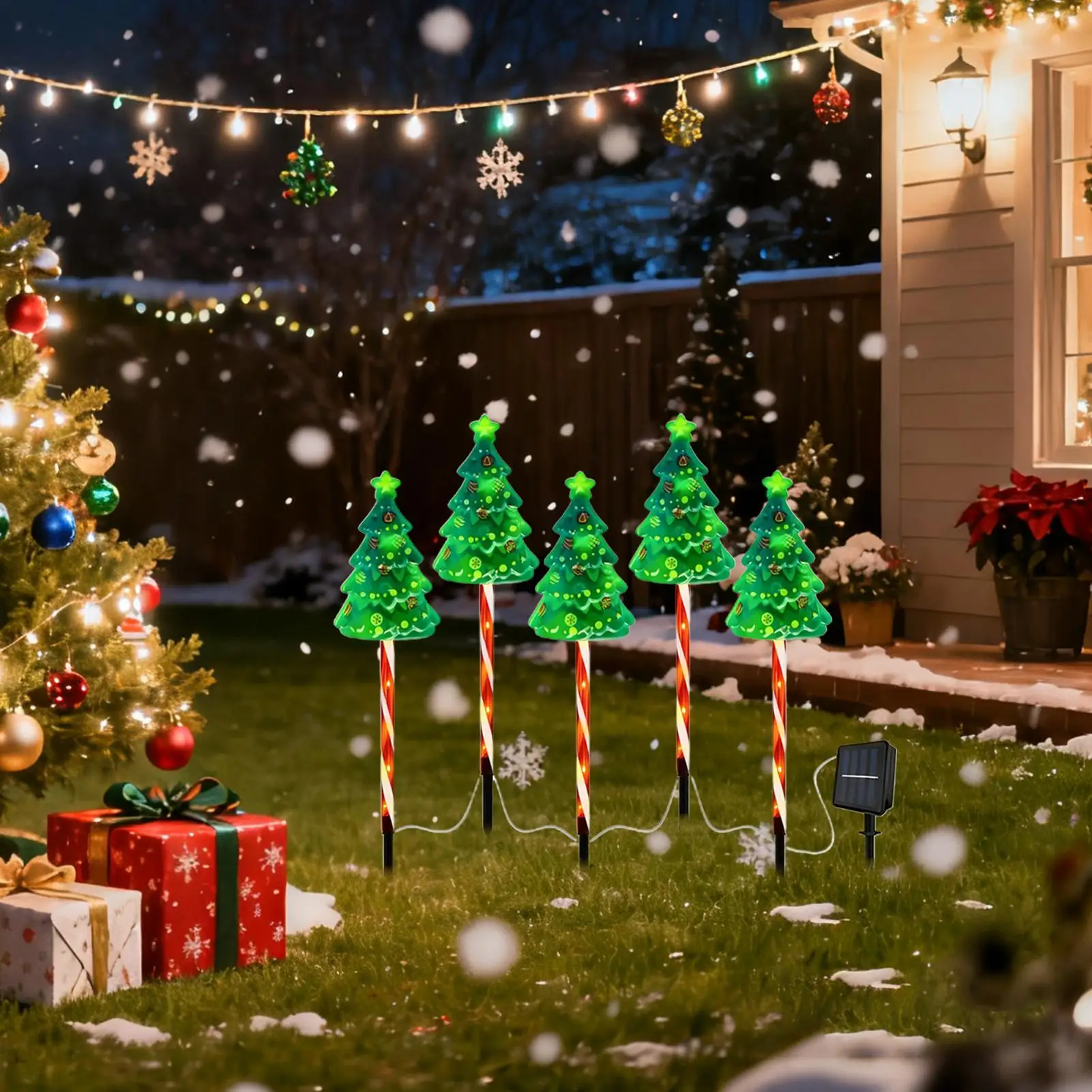 شجرة عيد الميلاد درب ضوء تعمل بالطاقة الشمسية عطلة مضاءة حصة في الهواء الطلق زينة عيد الميلاد لساحة درب مسار الجبهة #1