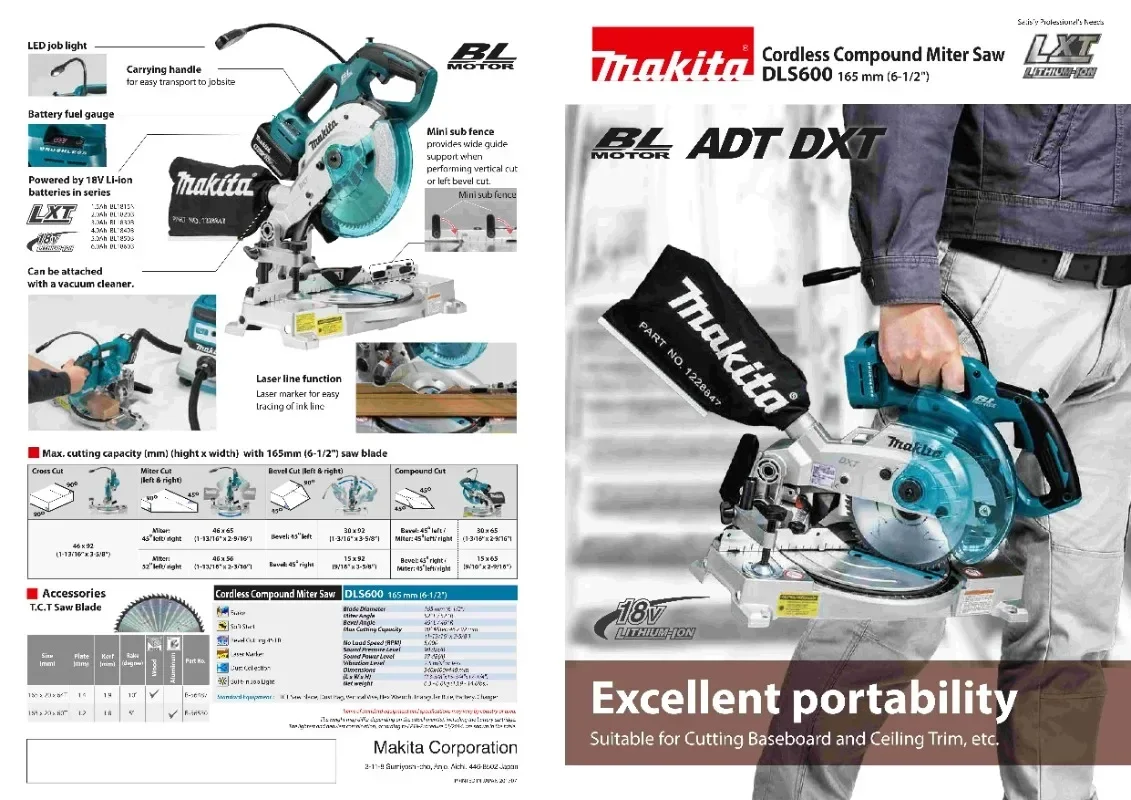 Makita DLS600Z LXT Compact Brushless Cordless 165mm (6-1/2\