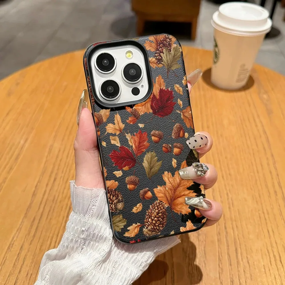 Autumn leaves Case For iPhone 17 16 15 14 Plus 13 12 11 Pro Max 17Air Soft Silicone Autumn leaves flal Phone Case