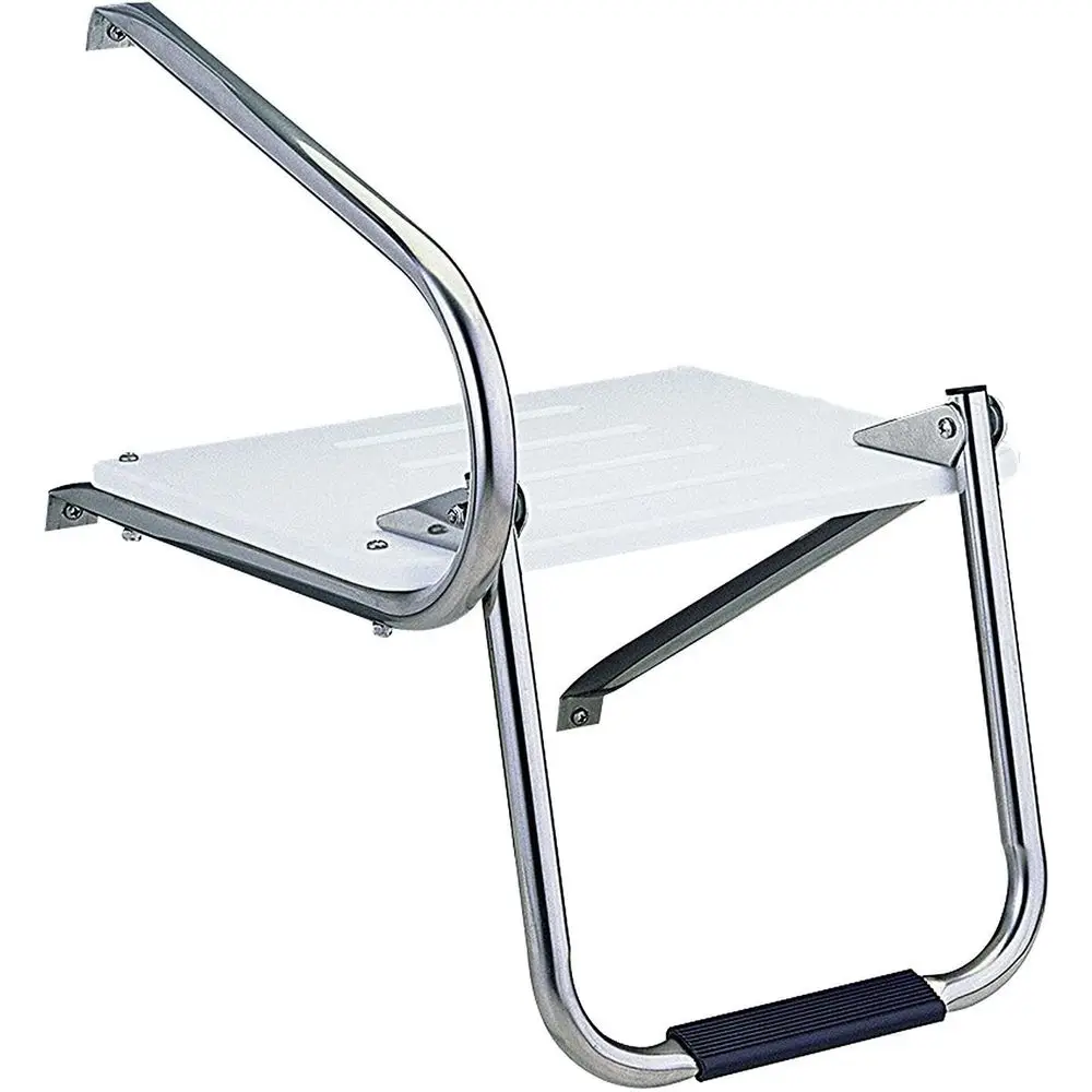 

Fiberglass Boat with Integrated Swim Platform, Under-Mount Ladder, Step-In Boarding, and Single Rail