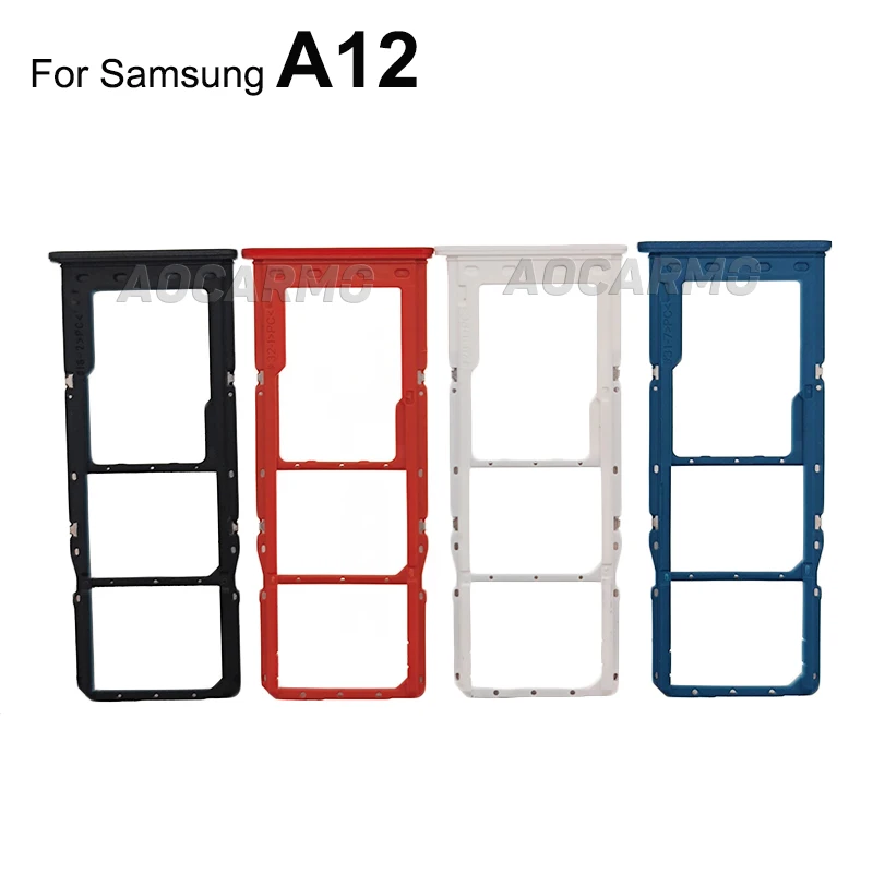 Aocarmo For Samsung Galaxy A12 Sim Card Tray MicroSD Slot Holder Replacement Parts