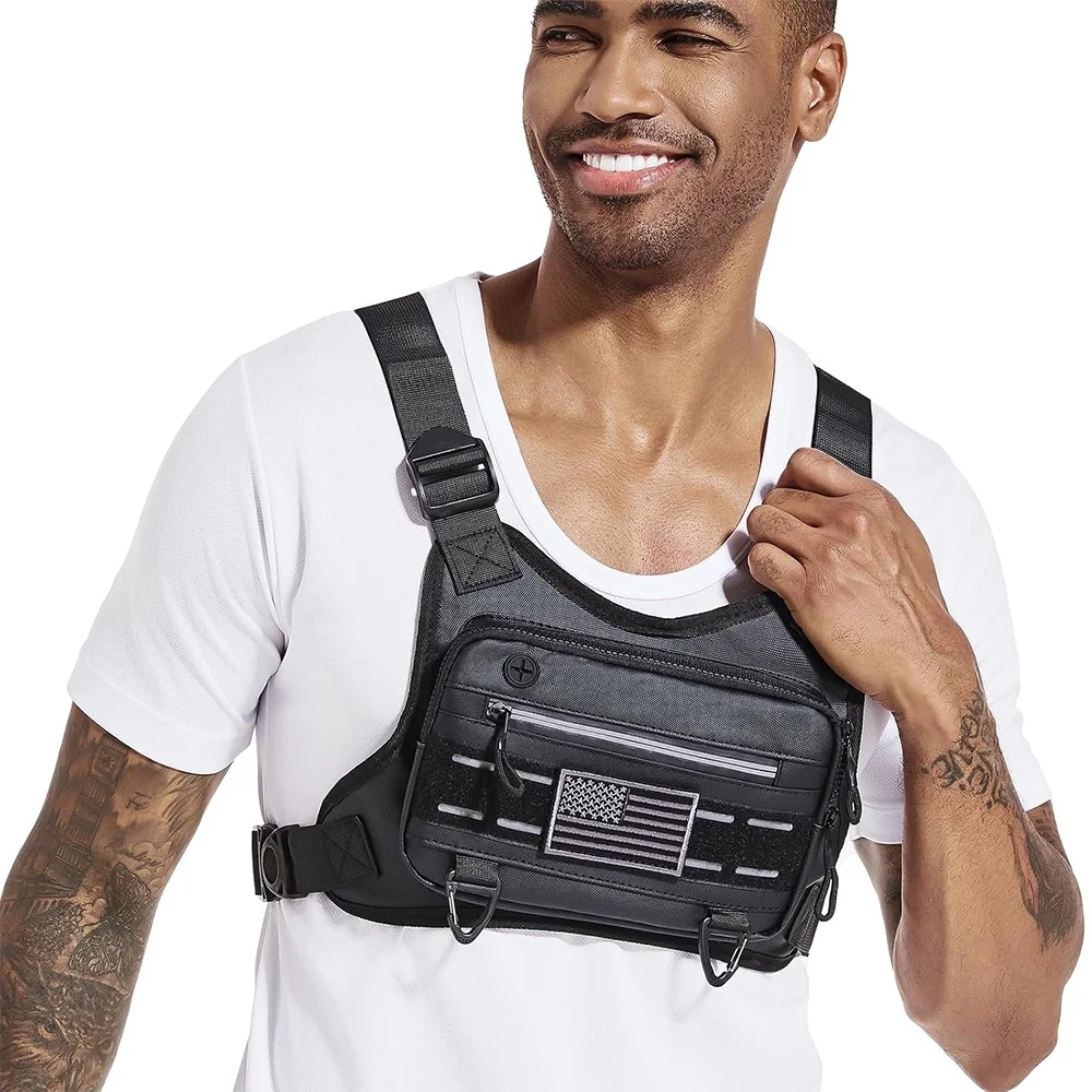 Unisex Sports Tactical Chest Bag, Water‑Resistant Lightweight Running Vest Pack with Extra Storage for Workout Cycling Hiking