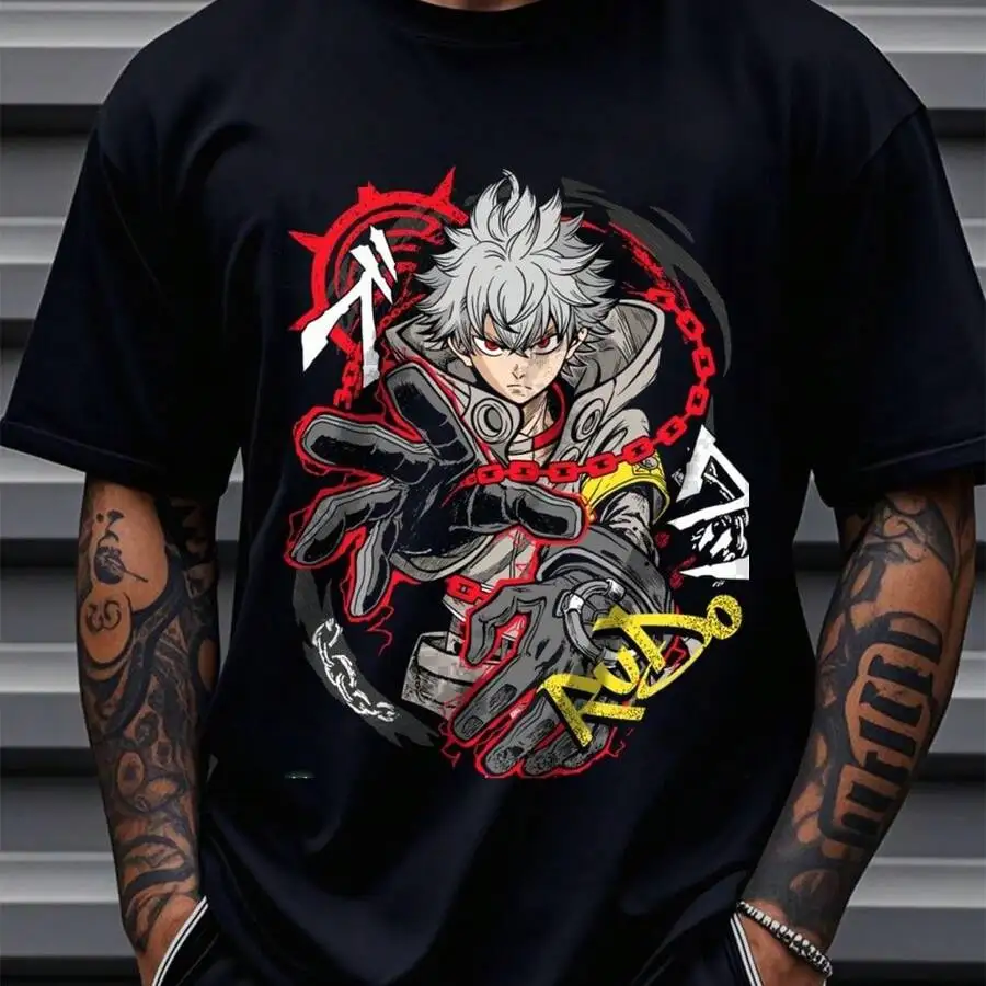 Anime Manga T Shirts Unisex Tee, Japanese Animation Top, Crew Neck, Cartoon Pattern, Sports Style