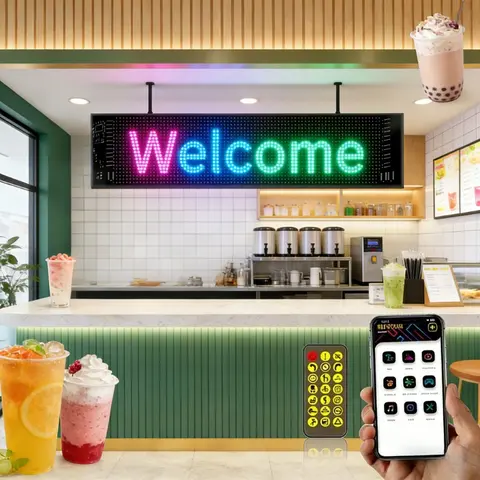 Programmable Flexible LED Matrix Pixel Panel, Smart Bluetooth APP LED Display Night Light for Hotel, Bar & Store Advertising