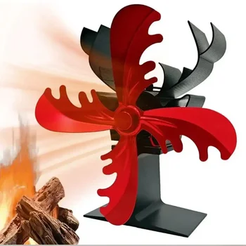 เตาผิงพัดลมคริสต์มาส Reindeer Design ความร้อนเตาพัดลม Log ไม้ Burner อลูมิเนียม ECO-Fan เงียบ Air Circulation พัดลม