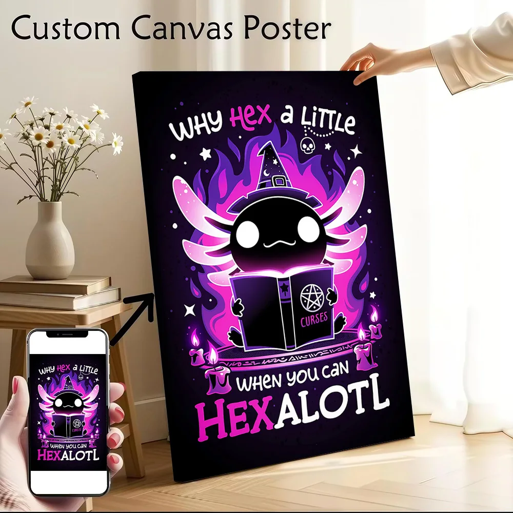 Axolotl Witching Hour Canvas Poster Customizable Printed Canvas Painting Wall Art for Fans Aesthetic Decoration Room Decorations