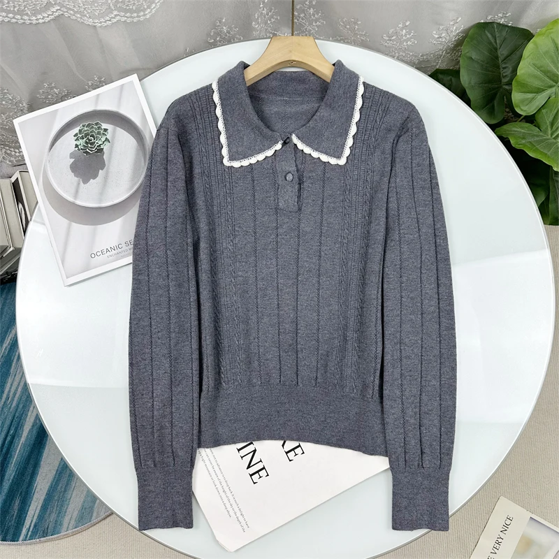 

Элегантный женский вязаный свитер с длинным рукавом в стиле кэжуал, с цветовыми блоками, простой и роскошный дизайн, вязаная кофта без застежек