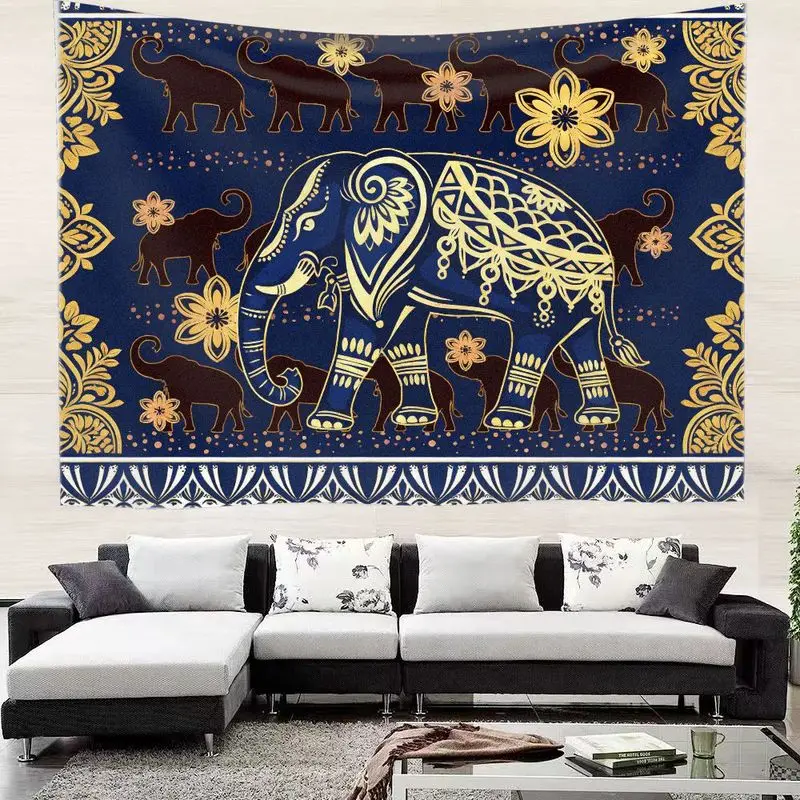 VIKAMA Abstract Purple Tie Dye Tapestry - Complex Geometric Tribal Print Wall Decor