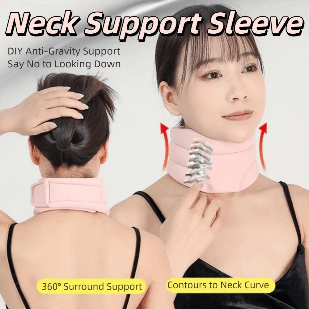 Picture 4: Neck Support Breathable Neck Cervical Brace Solid Color Adjustable Neck Fixation Belt Sponge Soft Neck Cervical Collar Sleeping