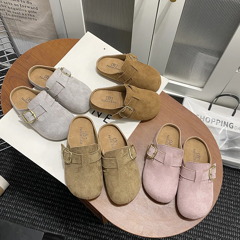 

Boken Kids Slip-On Shoes Spring New Vintage Thick Bottom Comfortable Half Slippers Casual Outdoor Rubber Bottom Slippers