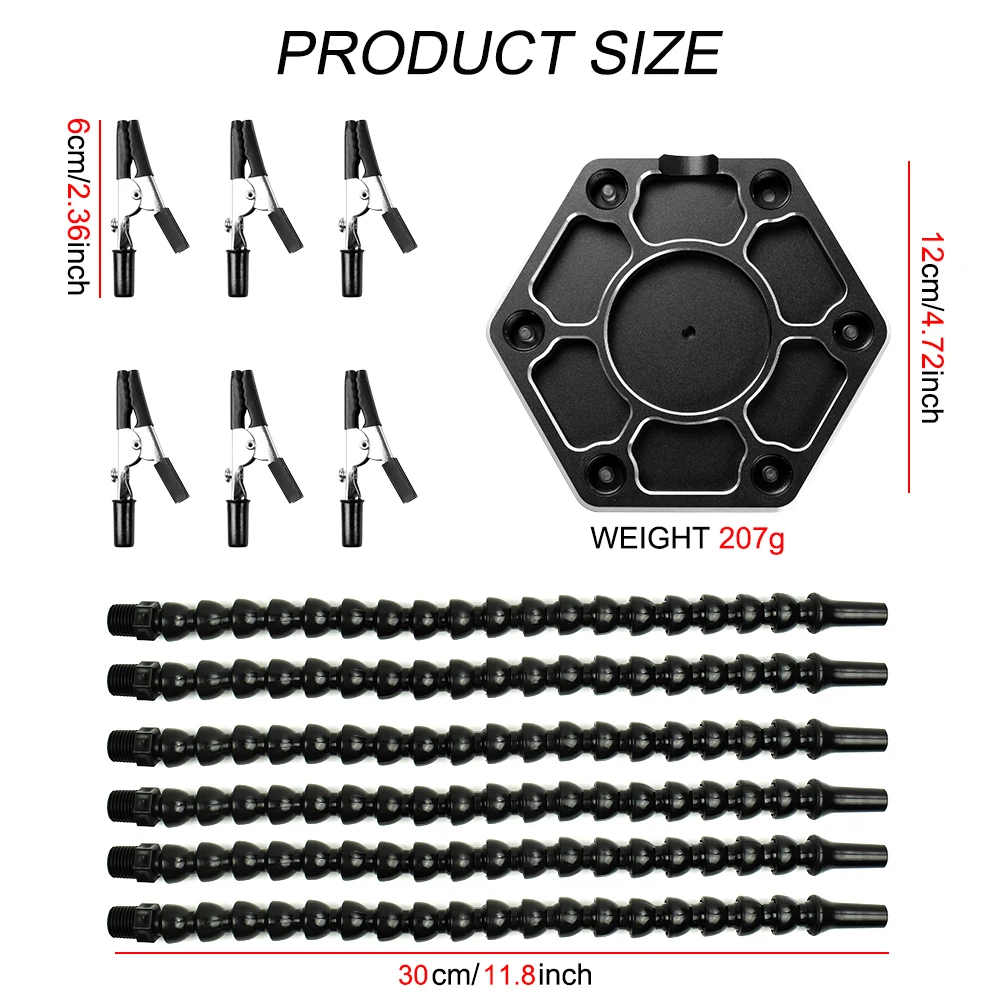 NEWACALOX 6PCS Flexible Arms Soldering Third Helpping Hand Stand PCB Circuit Board Holder Aluminum Alloy Base Welding Tools