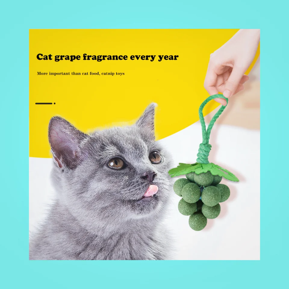 

3-in-1 Catnip Grape Cat Toy Kitten Cat Nip Ball Licker Toy Natural Catnip Ball for Cats Breeds Cat Lick Ball Toys Fascinate Cats