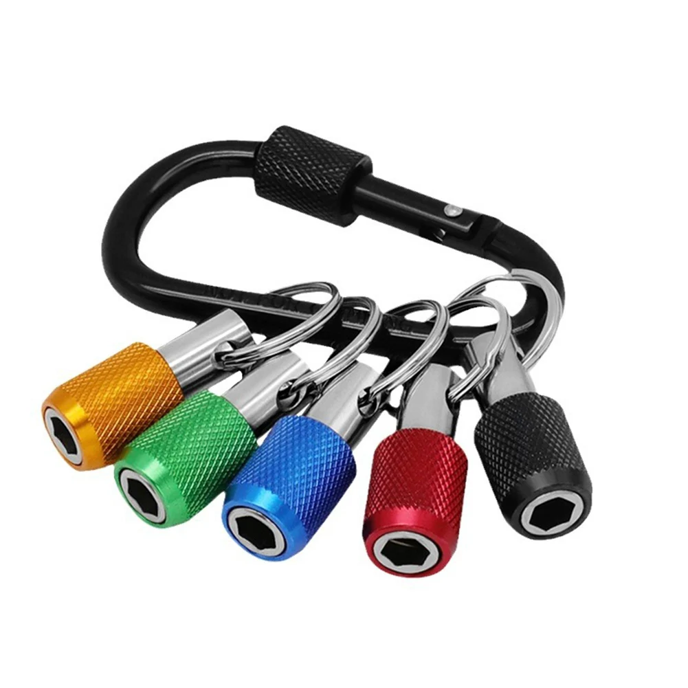 Screwdriver Bit Holder Keychain 1/4 Hex Shank Screwdriver Extension Bar Quick Release Screw Adapter Attachment  With Carabiner