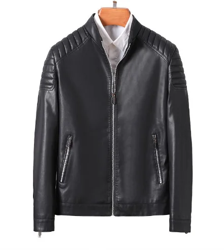 

Men Winter Leahter Jacket Male Stand Collar Casual Windbreaker trendy mens clothing black blue coat Motorcycle PU Leather Jacke