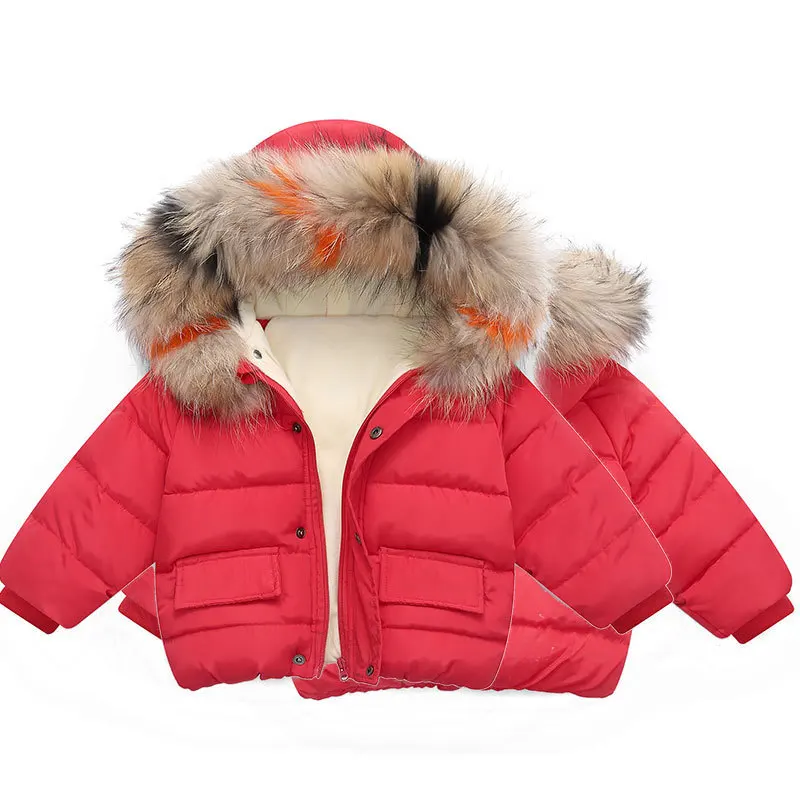 Hooded Children Outerwear Winter Warm Baby Girl Boy Down Jacket Solid Thicken Girl Boy Cotton Jacket Casual Coats Infant Clothes