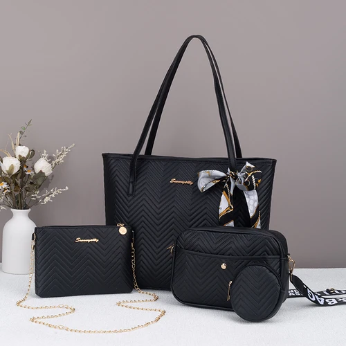 Patrón de onda desplazamientos diarios bolso de mano de gran capacidad conjunto de cuatro piezas tendencia de moda bolso de cámara de cambio de personalidad