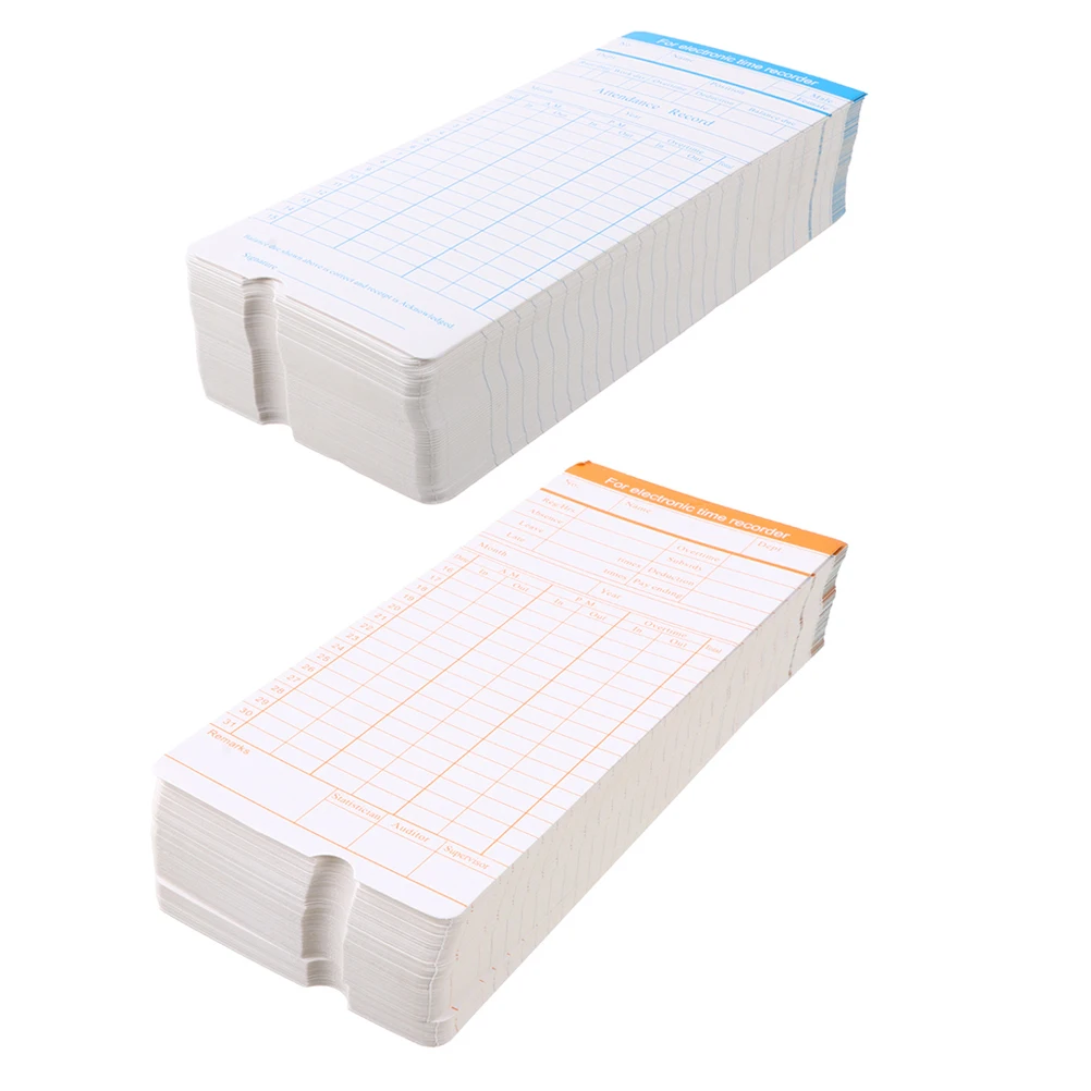 

200 Sheets Attendance Cards Simple Design Punching Time Clock Staff Employee Office Supplies Payroll Recorder