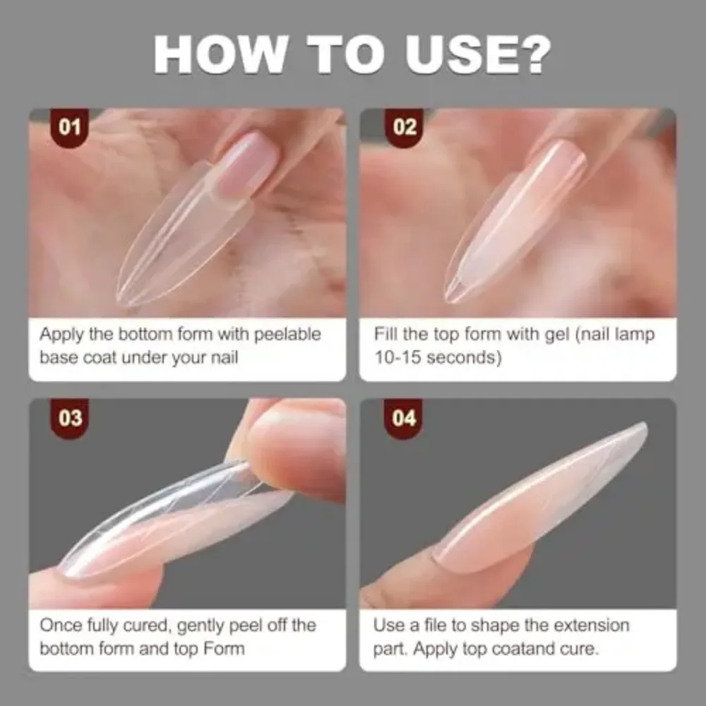 240Pcs Long Coffin Nail Mold Set for Quick Nails Extension 15 Sizes Plastic No Paper Forms Needed image 5