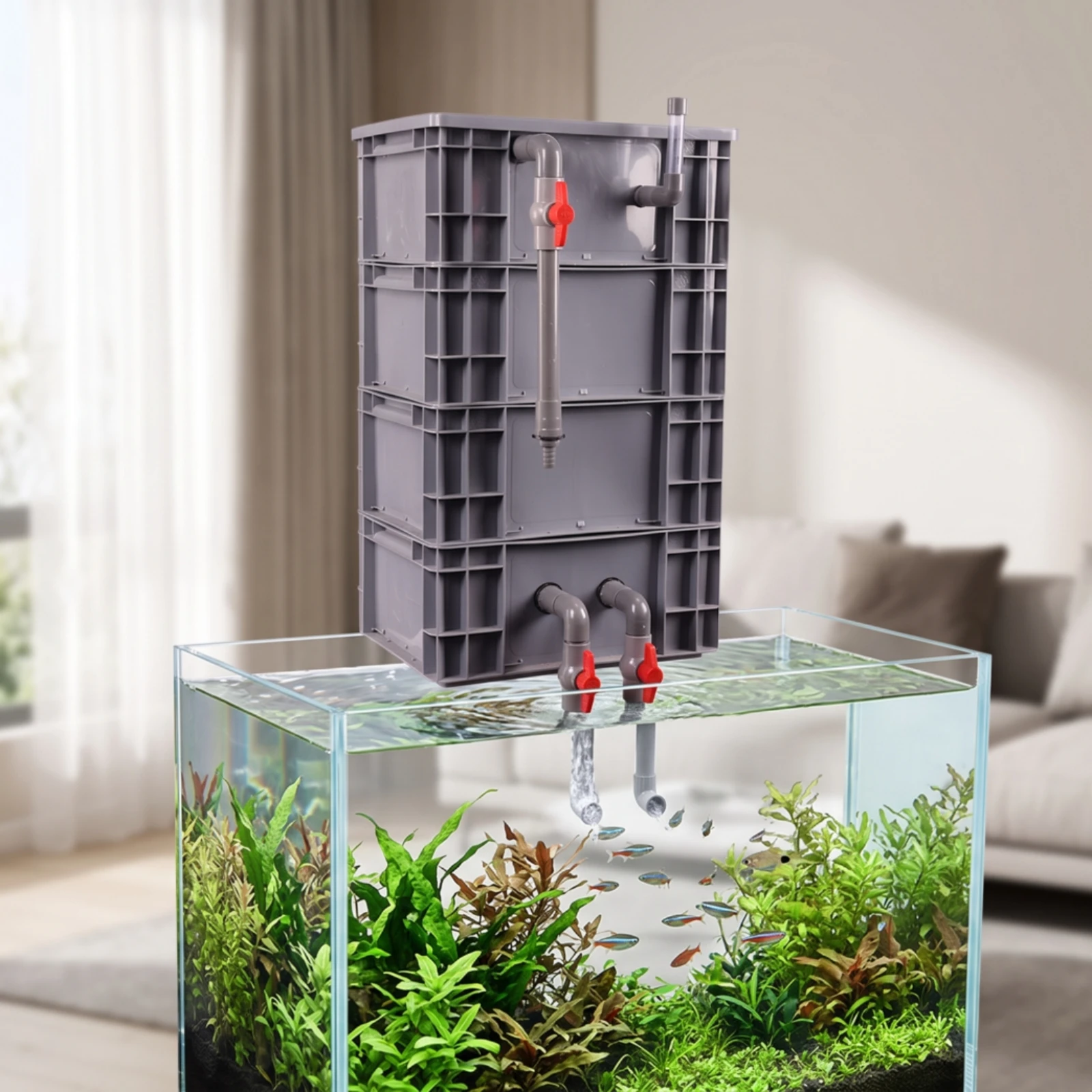 DIY Top Filter Box Freshwater Aquarium Filter Box with Pipes Aquatic Compact for Aquariums
