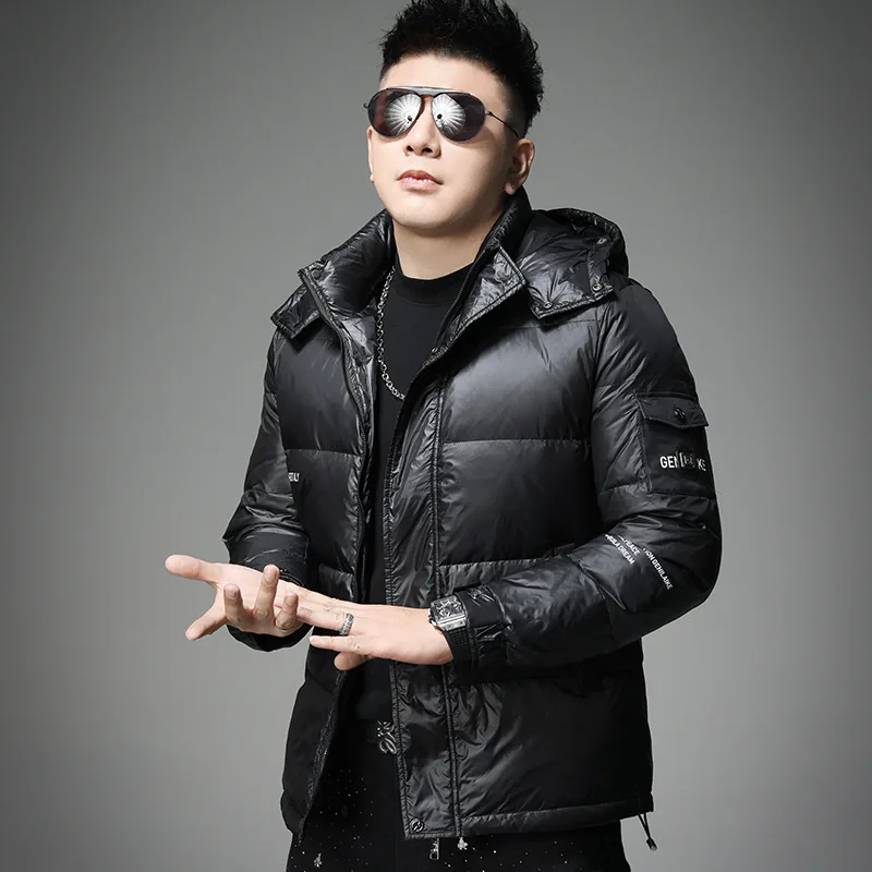 

Мужская пуховая куртка с отстегивающимся капюшоном, теплая, ветрозащитная, для города, повседневная, в винтажном стиле, зимнее пальто