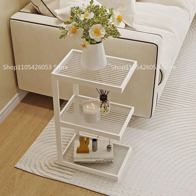 

Кованая железная рама, несколько полок, угловой прикроватный столик для дома, для небольших спален, ультратонкий, со стеклянными краями Changhong, современный, легкий.