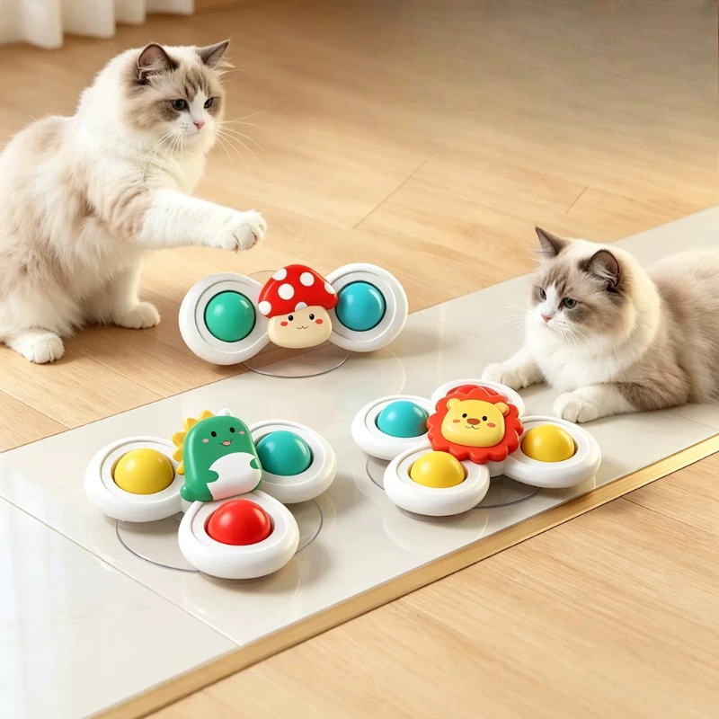 New Cute Suction Cup Spinner Cat Toys A Spinning Windmill That Relieves Boredom and Consumes Energy To Amuse Cats Pet Gift Toy