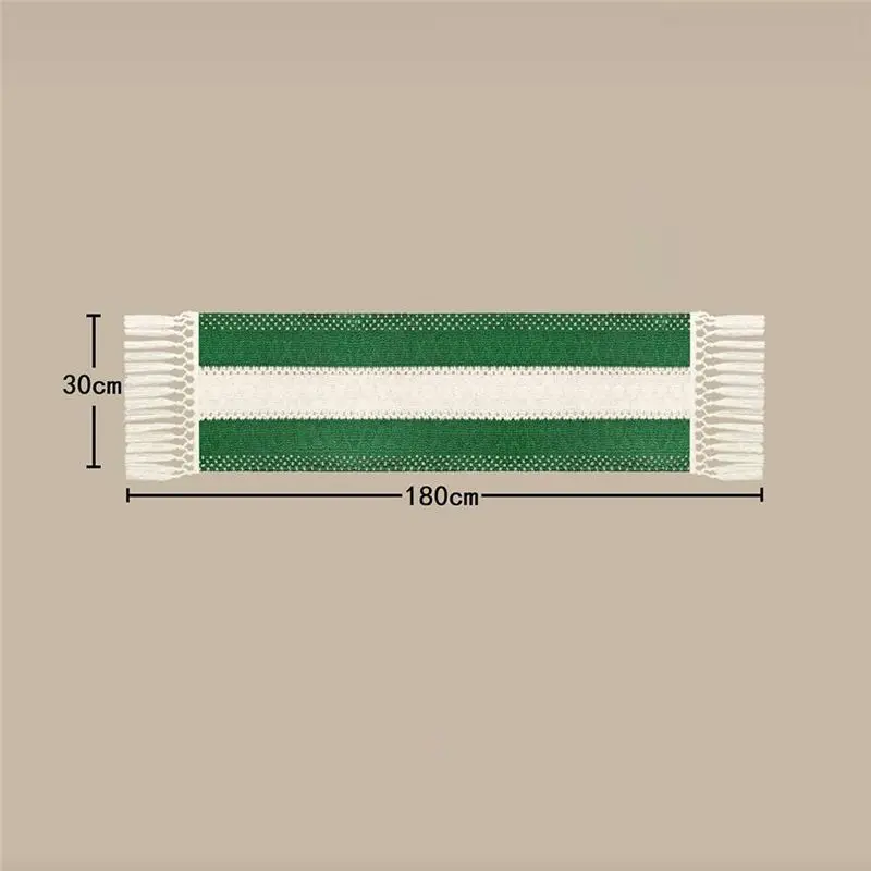DT15 Boho Farmhouse Table Runner 30x180cm Cotton Linen Fringed Tablecloth for Dining Room Kitchen Decoration