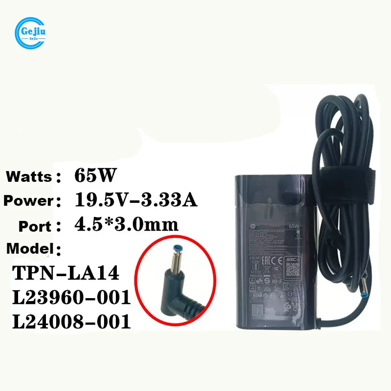 

NEW ORIGINAL Laptop Power Adapter for HP ENVY X360 13 X360 15 17 19.5V-3.33A 65W TPN-LA14 L23960-001 L24008-001