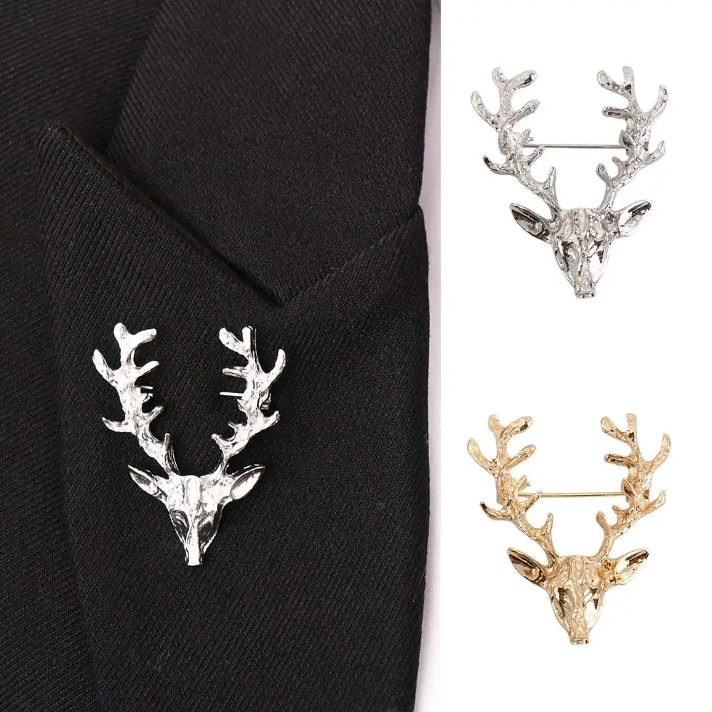 

Unique Animal Elk Head Brooch Lapel Pin Alloy Christmas Badge Clothes Accessories Badge Deer Metal Brooch Girls