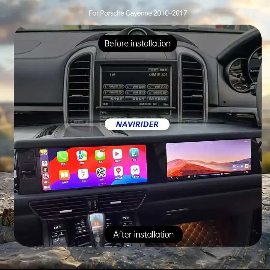 أندرويد 15 الملاحة اللاسلكية Carplay لبورشه كايين 2010-2017 LHD RHD الوسائط المتعددة مشغل فيديو الصوت رئيس وحدة راديو السيارة