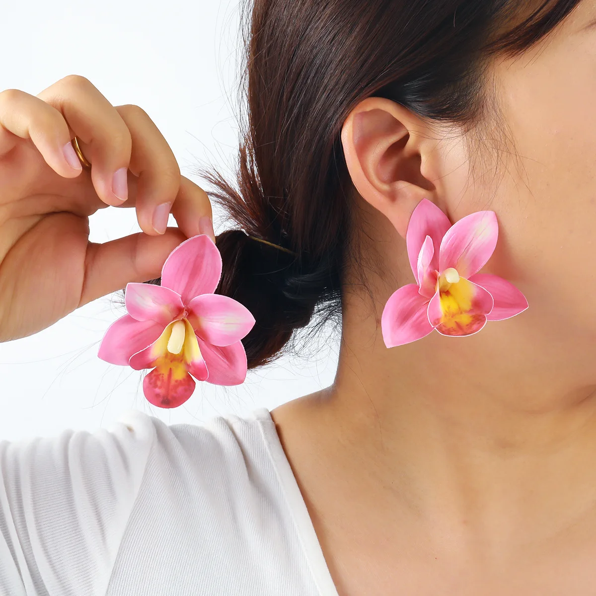 Phalaenopsis multi-layer earrings personalized large flower summer holiday earrings