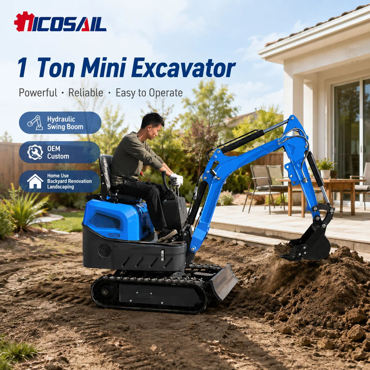 OEM Custom 12ECO Compact Mini Excavator 1200KG Crawler Machine for Pipeline Trenching Drainage and Utility Work